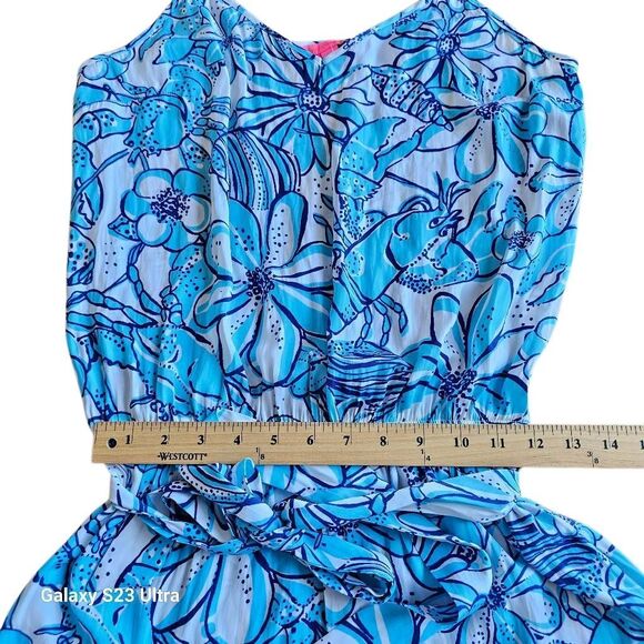 Lilly pulitzer succulent blue pop up Coronado crab Deanna romper womens Sz S - Picture 6 of 8